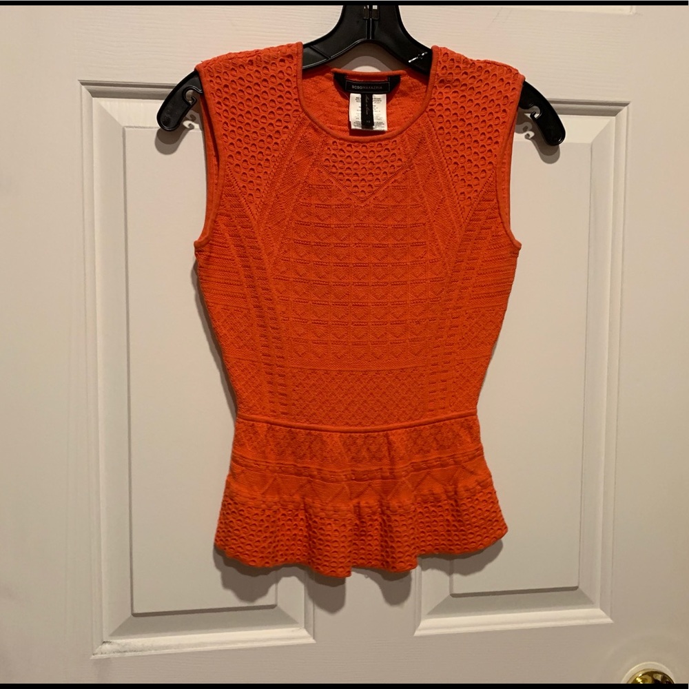 BCBGMAXAZRIA peplum orange shirt size S